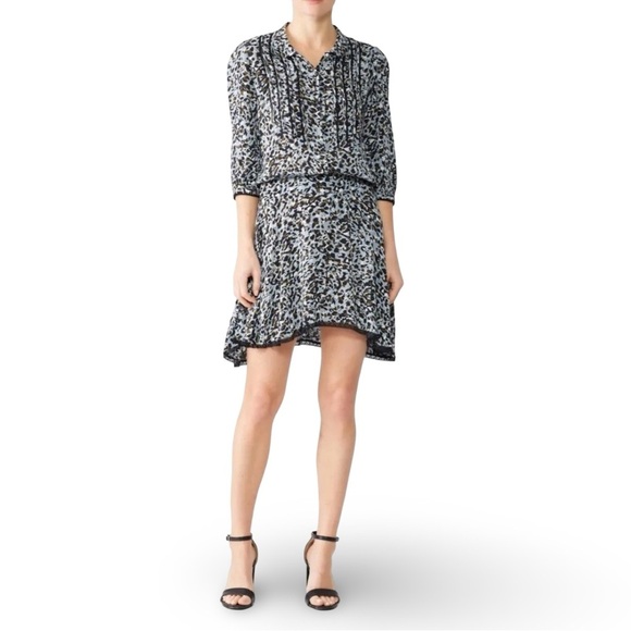 ZADIG & VOLTAIRE Animal Print Lace Blue Mini Dress Sz M - Picture 1 of 6